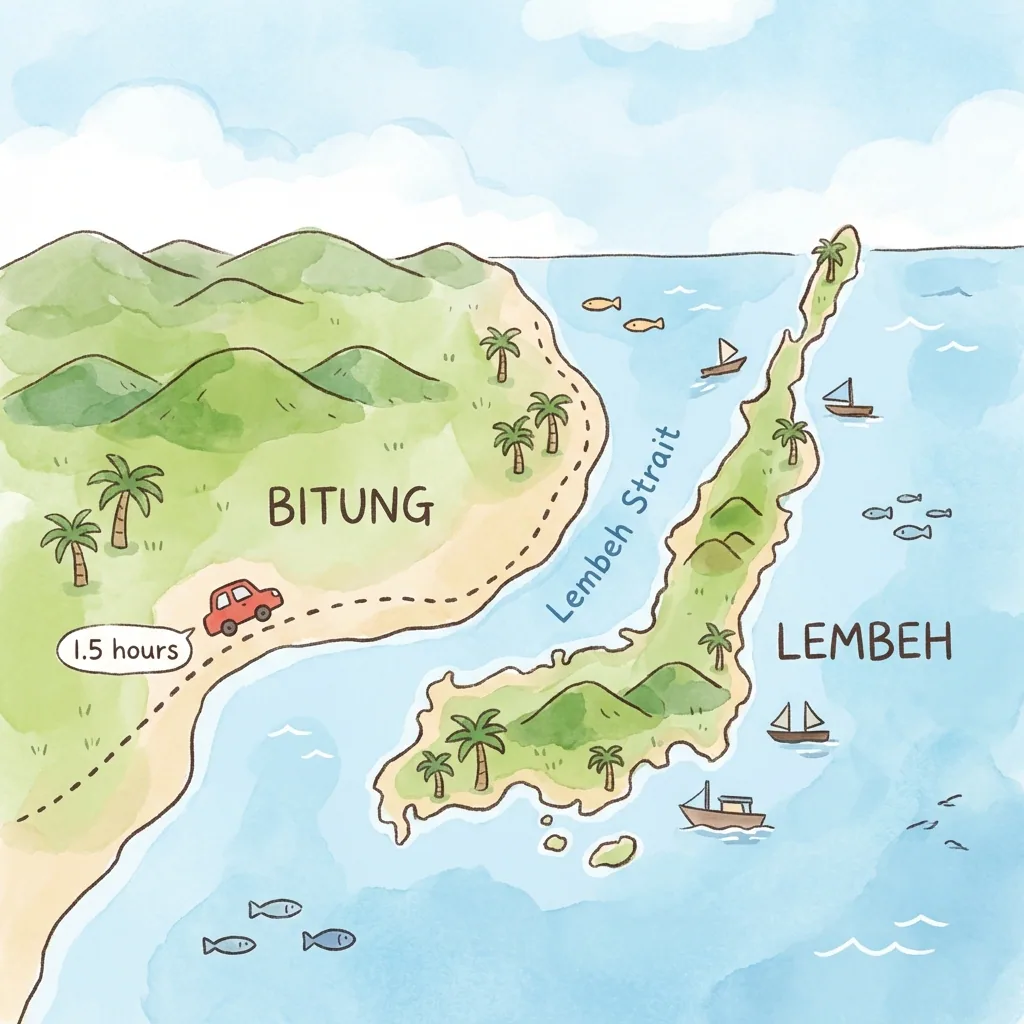 렘베 해협 마크로 다이빙 포인트 스케치 지도